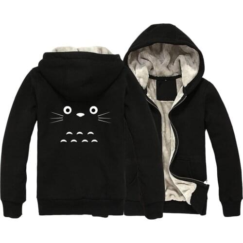 My Neighbor Totoro Japan Cartoon Woman Girl Parkas Full Zip Coat Plus Velvet Autumn Winter Couple Clothes ZIIART