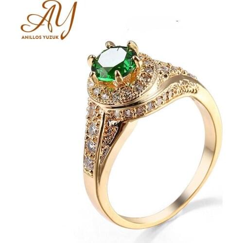 Anillos Yuzuk Women 925 Sterling Silver Green Red Blue Gemstone Rings Round Cubic Zircon Romantic Promise Engagement Jewelry