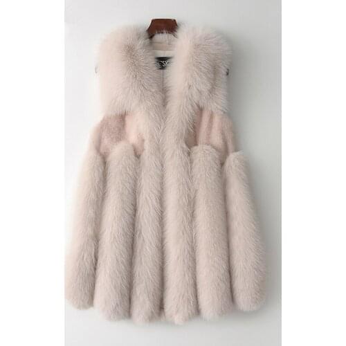 New Real Fox Coat Vest Women Clothes Fashion Elegant Fur Coats Slim Vests Autumn Winter Warm Jacket Abrigo Mujer ZL643