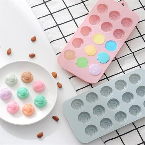 15 Cells Three-dimensional flower Dessert Silicone Molds DIY Pudding Ice Tray Use Heat Safe Biscuit Cake Chocolate Baking Mold