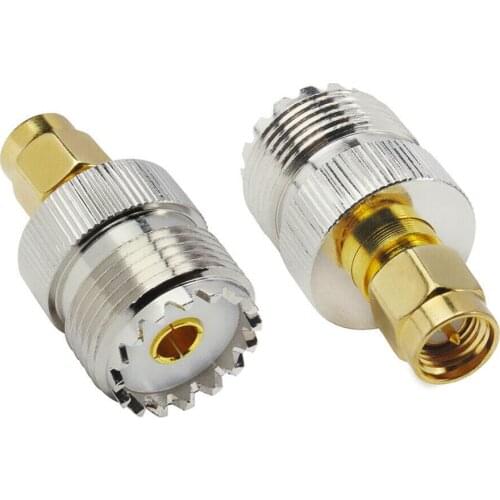 2pcs UHF SO-239 SO239 Female Jack to SMA Male Plug Connector RF Coaxial coax Adapter