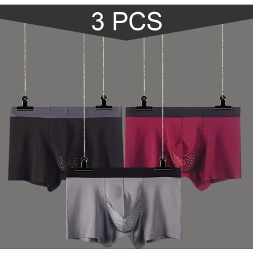 3PCS/Lot underwear men Boxer shorts high quality Modal scrotum hollow out separates design male mens underpants cueca boxer man