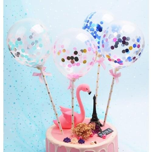 5inch Cake Topper Latex Balloon Wedding Birthday Party Decoration Desert Transparent Sequin Balloon Photography Props Supplies