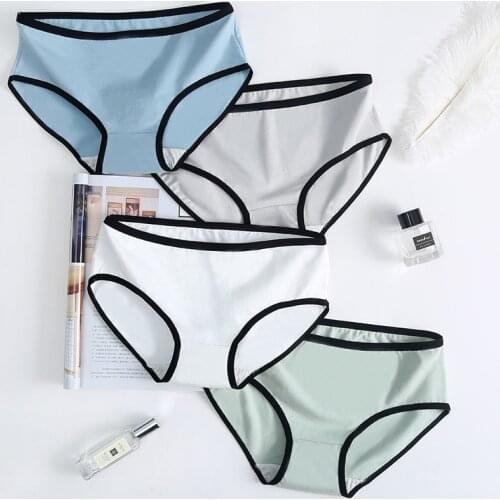 5 Pcs/Lot Panties Women Solid Color Underwear For Female Girls Korean Style Fashion Lingerie Casual Womens Cotton Briefs