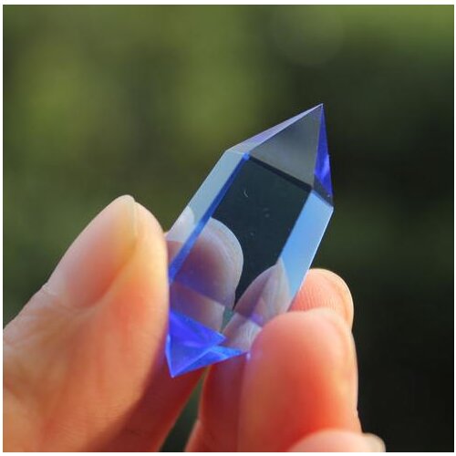 6 sided VOGEL Style Synthetic Blue QUARTZ CRYSTAL DT POINT Healing 8g Free Shipping