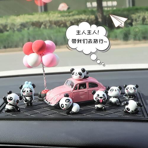 8 Sets Car Decoration Simulation panda Creative Car Center Console Micro Landscape Cute Car Accessories Gift