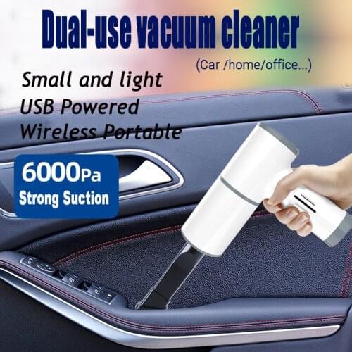 Car Products Car Vacuum Cleaner Portable Handheld Dual-Use High-Power 120W 12V Wireless For Small Car And Home White And Black