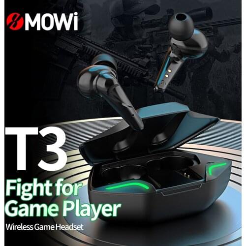 XMOWi T3 Wireless Earphone True Wireless Stereo in-Ear Gaming Earbuds Lighting BT 5.1 65ms Low Latency Wireless Headset with Mic