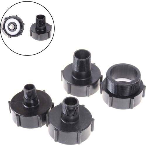 Black Gallon IBC Tote Tank Drain Adapter Coarse Thread Garden Hose 2" To 1/2" 3/4"