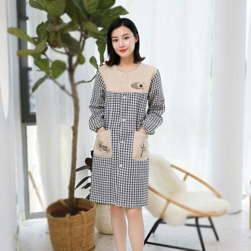 Household kitchen apron waterproof and oil-proof cotton overalls fashion cute Japanese adult work clothes custom female