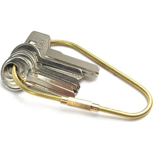 EDC High-quality pure copper handmade outdoor creative drop-shaped brass key chain D-type buckle car key storage T