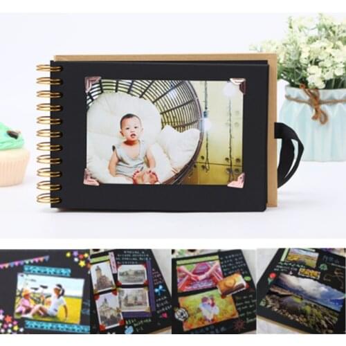 DIY Handmade Album Scrapbook Bow Ribbon Retro Kraft Paper Album Wedding Anniversary Travel Anniversary Book