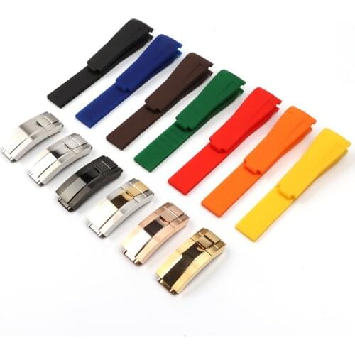 20mm Rubber Silicone Watchband Combination Buckle Watch Strap Fit For Rolex Strap RX Daytona Submariner GMT Explorer Bracelet