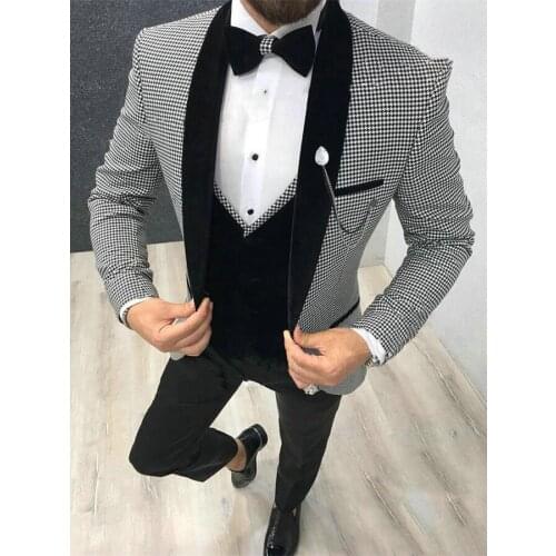Handsome Groomsmen Shawl Lapel Groom Tuxedos Mens Wedding Dress Man Jacket Blazer Prom Dinner (Jacket+Pants+Tie+Vest) A203