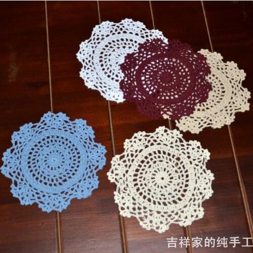 2013 new fashion RU style 10pic/lot 16 cm round cotton crochet felt as kitchen accessories for dinning table potholder cup pads