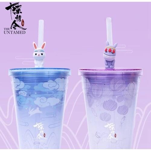 Mao Dao Zu Shi Grandmaster of Demonic Cultivation Lan Wangji Cute Rabbit Straw Drinking Cup Water Bottles Cartoon Student Gifts