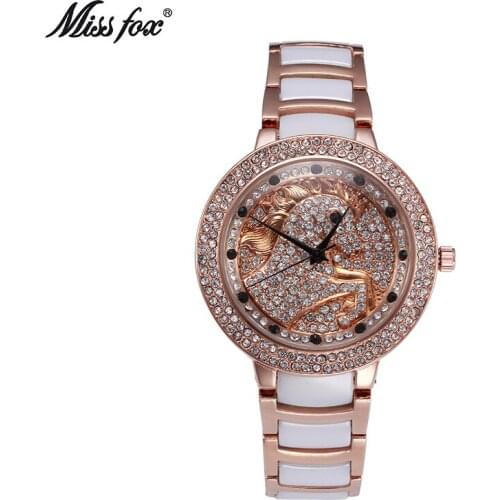 Miss Fox Brand Women White Black Ceramic Watches Luxury High Quality Watch Fashion Casual Wristwatches Quartz Watches