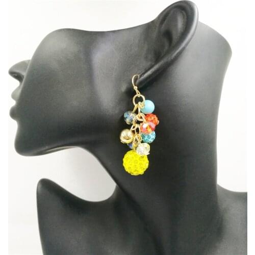 Fashion Gold Color Geometric Drop Earring for Women Brincos Colored clay ball cyystal earrings Earring 2020 Irregular Jewelry