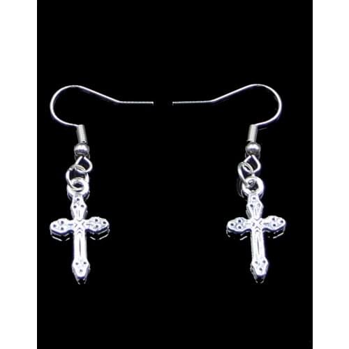 Fashion Handmade Simple Design 15*7mm Christian Cross Drop Earrings For Women Gift Fashion Jewelry Cute Small Object