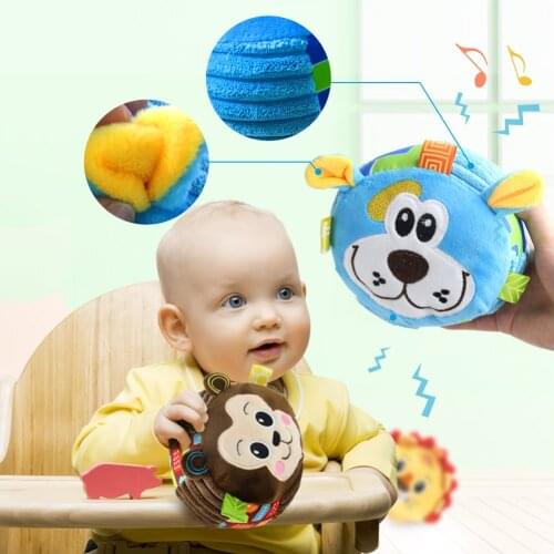 Cartoon Animal Bell Rattle Ball Colorful Plush Hand Shaking Bell Baby Toys Grasping Lovely Rattles for Toddler Infant 4 Styles