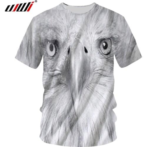 UJWI Man New Creative Eagle Tshirt 3D Printed Sharp-Mouthed Animal Pattern O Neck T-shirt Mens Casual Big Size 5XL