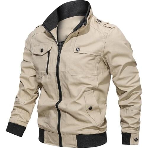 2019 Autumn Winter Jackets Coats Men Long Sleeve Stand Collar Zipper Pockets Jacket Coat Male Jackets Coats Mens Clothing