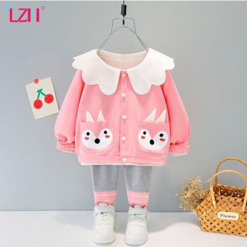 LZH 2021 New Newborn Baby Clothes Cute Cartoons Childrens Clothing Long Sleeve Sets For Kids 1-4 Years Spring Infant Girls Suit