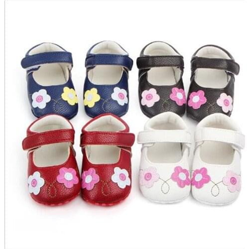 New Baby Shoes Lovely Flower Infants PU First Walkers Soft Sole Newborn Girls Princess Shoes