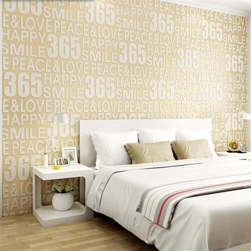 Beibehang English alphabet new wallpaper solid deerskin non-woven living room sofa bedroom restaurant TV background wall paper