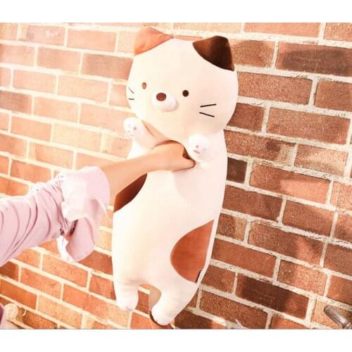 New design toy long pillow sleeping cat plush toy soft doll throw pillow Christmas gift b1785