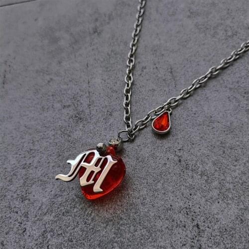 Crystal Red heart pendant chain necklace for women y2k jewelry letter M necklace for teenage hot girls club party egirls
