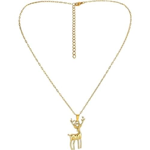 New Styles Deer Elk Necklace Christmas Jewelry Gift Fashion Gold Color Elk Pendant Chain Necklace Women Girls Christmas Gift