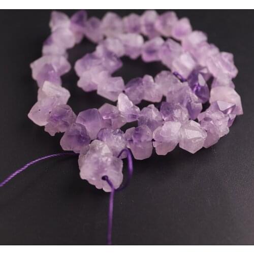 Natural Genuine Raw Mineral Purple Amethysts Quartz Crystal Hand Cut Nugget With Hole Free Form Rough Matte Faceted Beads Free