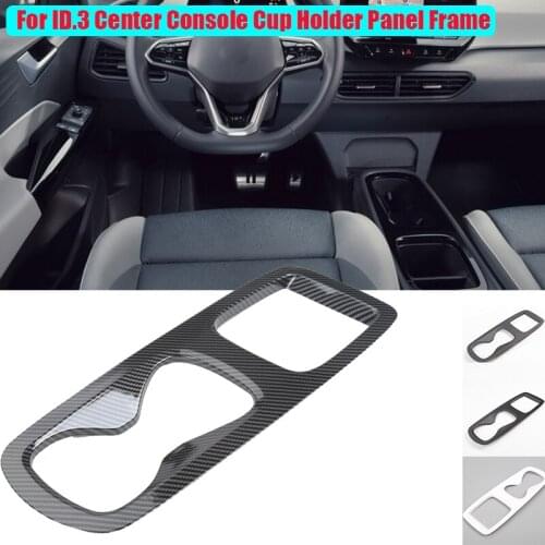Carbon Fiber Style Auto Car Center Console Cup Holder Panel Frame Sticker Trim Decoration Accessories Parts For VW ID.3 2021