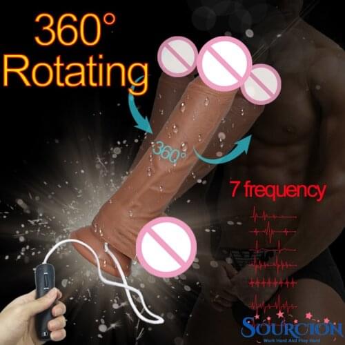 Sourcion 7/8 Inch Strapon Dildo Realistic Penis Vibrator Suction Cup Dick for Women Big Penis Rotating Faloimitator Sex Toys