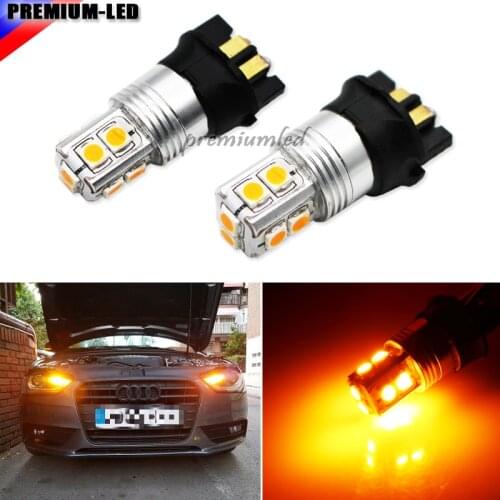 IJDM Amber Yellow Canbus 10-SMD PW24W PWY24W LED Bulbs For Audi A3 A4 A5 Q3 VW MK7 Golf CC Ford Fusion Front Turn Signal Lights