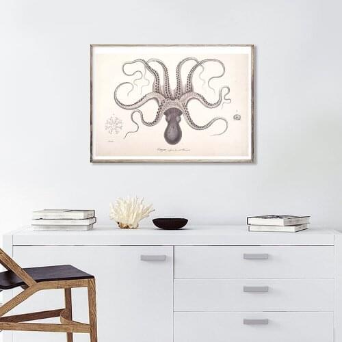 Animal Octopus Retro Poster Wall Art Canvas Painting Nordic Posters and Prints Wall Pictures for Living Kids Bedroom Decoration