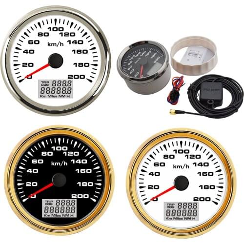 200KMH Odometer 85mm GPS Speedometer Gauge Truck Car Boat Speed Meter IP67 Waterproof GPS Gauge Speed Odometers with GPS Sensor