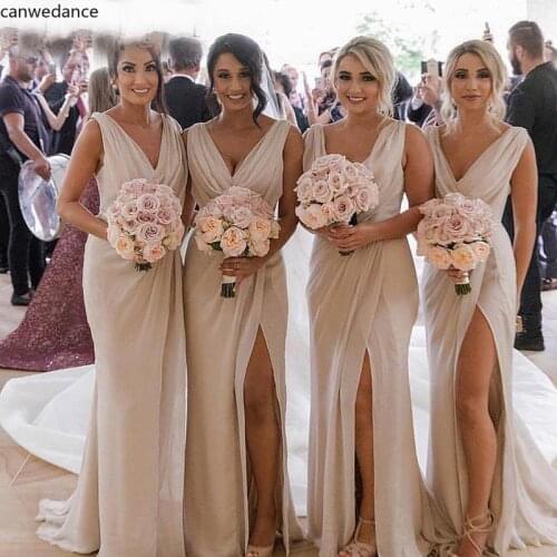 2020 Bridesmaid Dresses Elegant Chiffon Vestido Madrinha for Girls Plus Size Split Women Wedding Party Dress