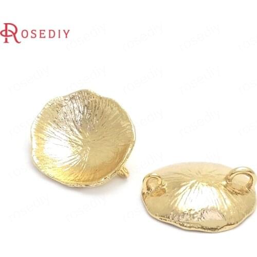 37694)10PCS 12x11MM 24K Gold Color Brass Lotus Leaf Charms Pendants Jewelry Making Supplies Diy Findings Accessories