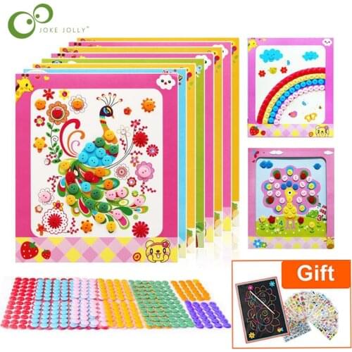 4Pcs Kids DIY Button Stickers Drawing Toys Handmade School Art Class Painting Drawing Craft Kit Children Early Educational GYH