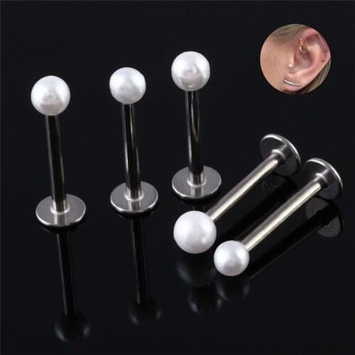 5pcs 16G 6/8/10mm White Pearl Labret Lip Ring Ear Piercing Oreja Nose Piercing Helix Piercing Tragus Earrings Sex Nose Ring Stud