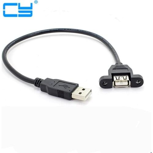 5pcs USB 2.0 Extension Cable Male to Female With Screw Panel Mount 24AWG+28AWG 30cm 50cm 1m 2m 3m 5m