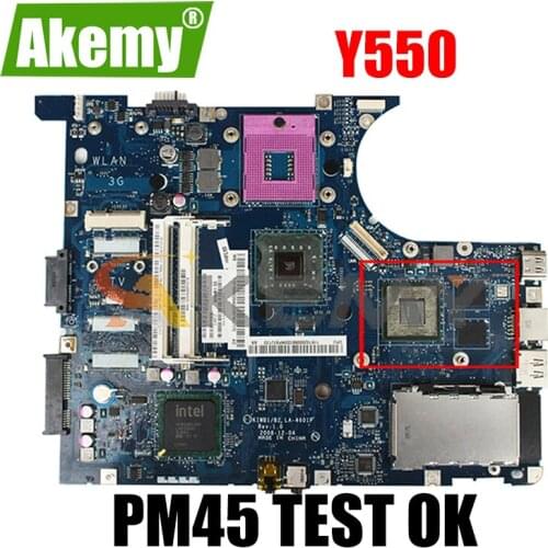 Akemy LA-4602P LA-4601P Motherboard For Lenovo Y550 Laptop Motherboard PGA478 PM45 100% Test Work Gift CPU