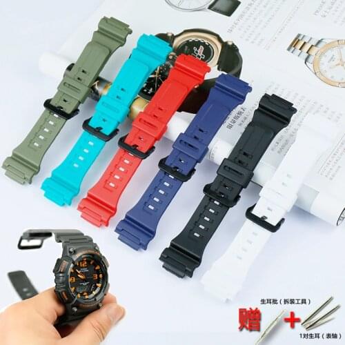 Watch accessories mens resin black strap for Casio AQ-S810W AEQ-110W W-735H ladies sports waterproof strap