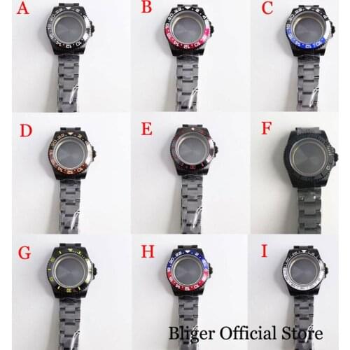 10 Top Models Fit ETA 2836 MIYOTA Movement 40mm Black PVD Plated Watch Case + Watch Band
