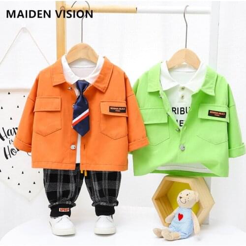Kids wear Boy Girl Clothing Casual Tracksuit Long Sleeve T-shirt coat Gentleman 4pcs/Sets Infant Clothes Baby Pants 1 2 3 4 5y