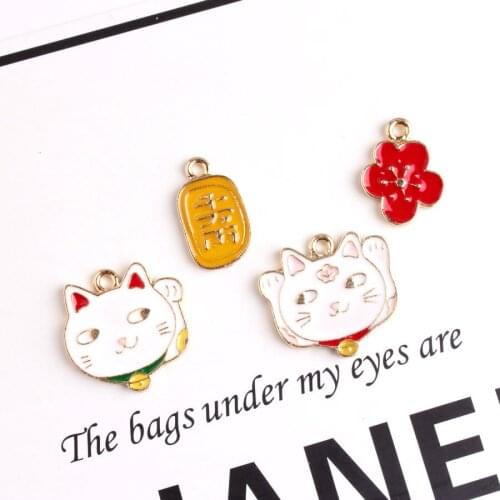 Enamel Lucky Cat Series diy Japanese Jewelry Accessories KC Gold Alloy Pendant Bracelet Pendant Fashion Accessories Gifts