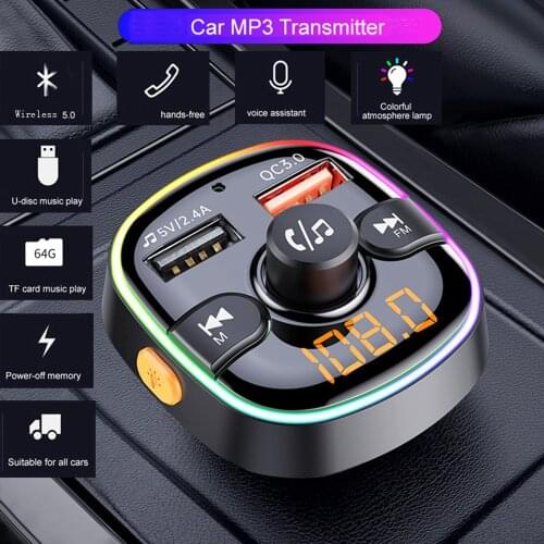 Bluetooth-Compatible 5.0 Car FM Transmitter Wireless LED Transmiter MP3 Player Handsfree Fm Modulator PD QC 3.0 USB Car Charger