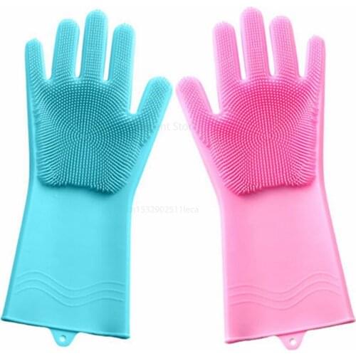 Hot Sale Magic Silicone Dishwashing Scrubber Dishes Washing Sponge Rubber Gloves Housekeeping Kitchen Cleaning Tool